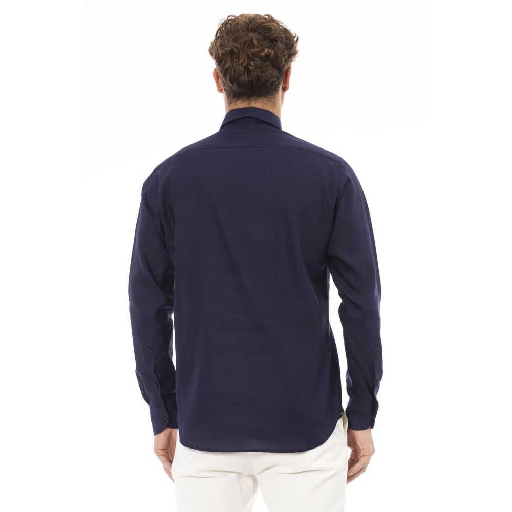 Blue Cotton Men Shirt