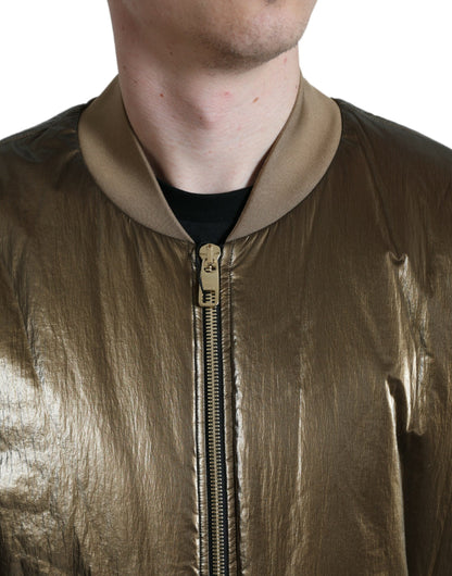 Elegant Bronze Bomber Jacket