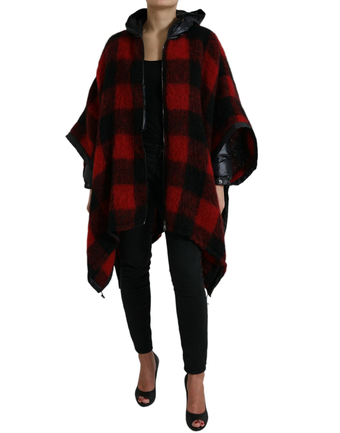 Elegant Buffalo Check Poncho Jacket