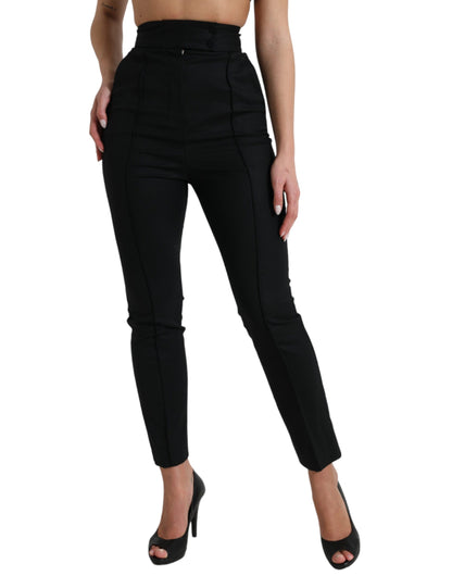 Elegant High Waist Tapered Wool Pants