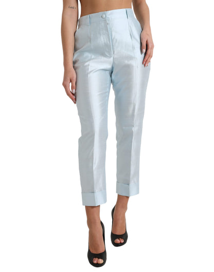 Chic Sky Blue High Waist Cropped Pants