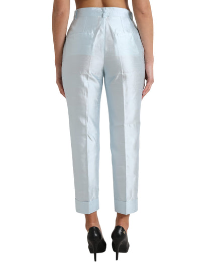 Chic Sky Blue High Waist Cropped Pants