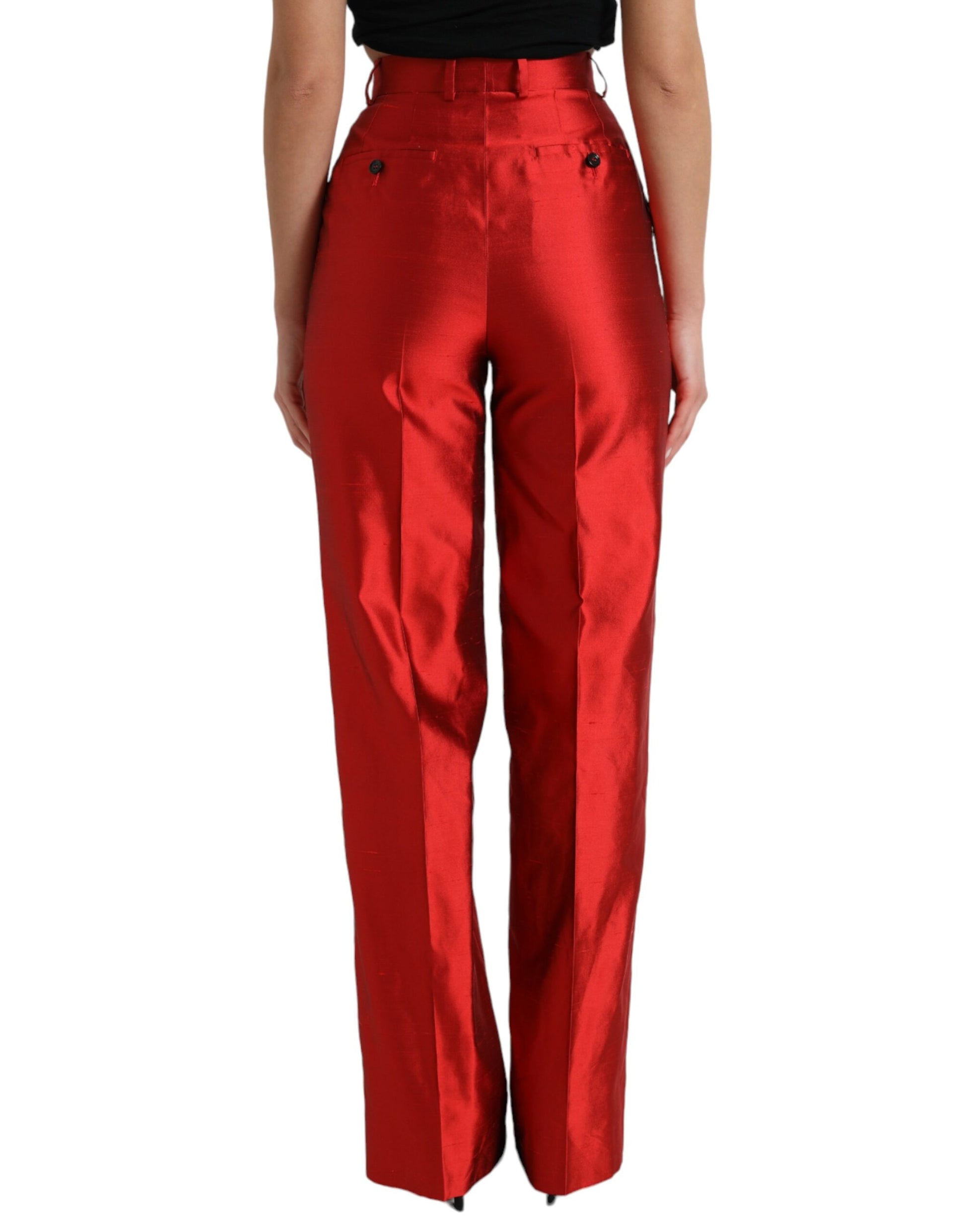 Elegant High Waist Wide Leg Silk Pants