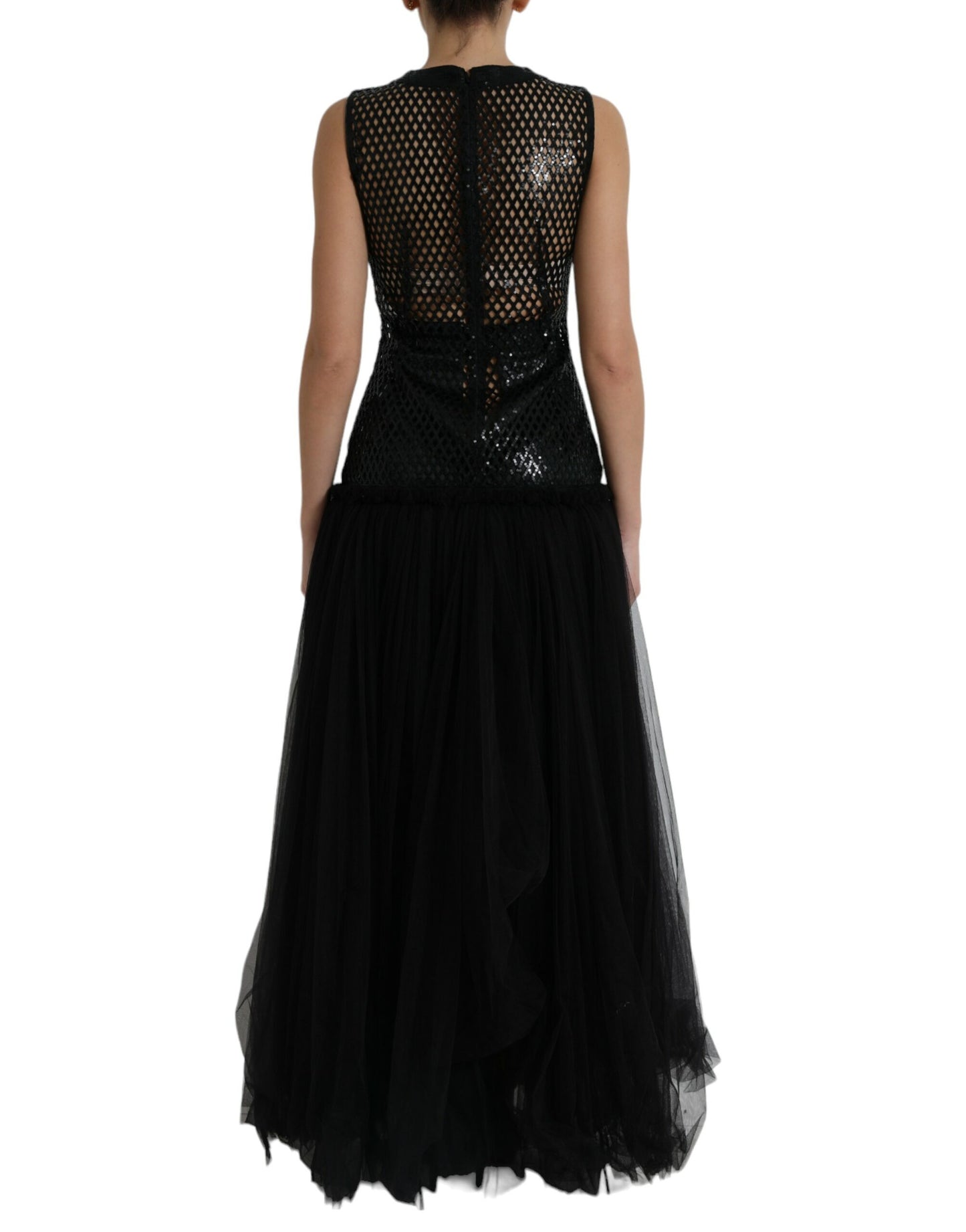 Elegant Black Sequined Evening Dress