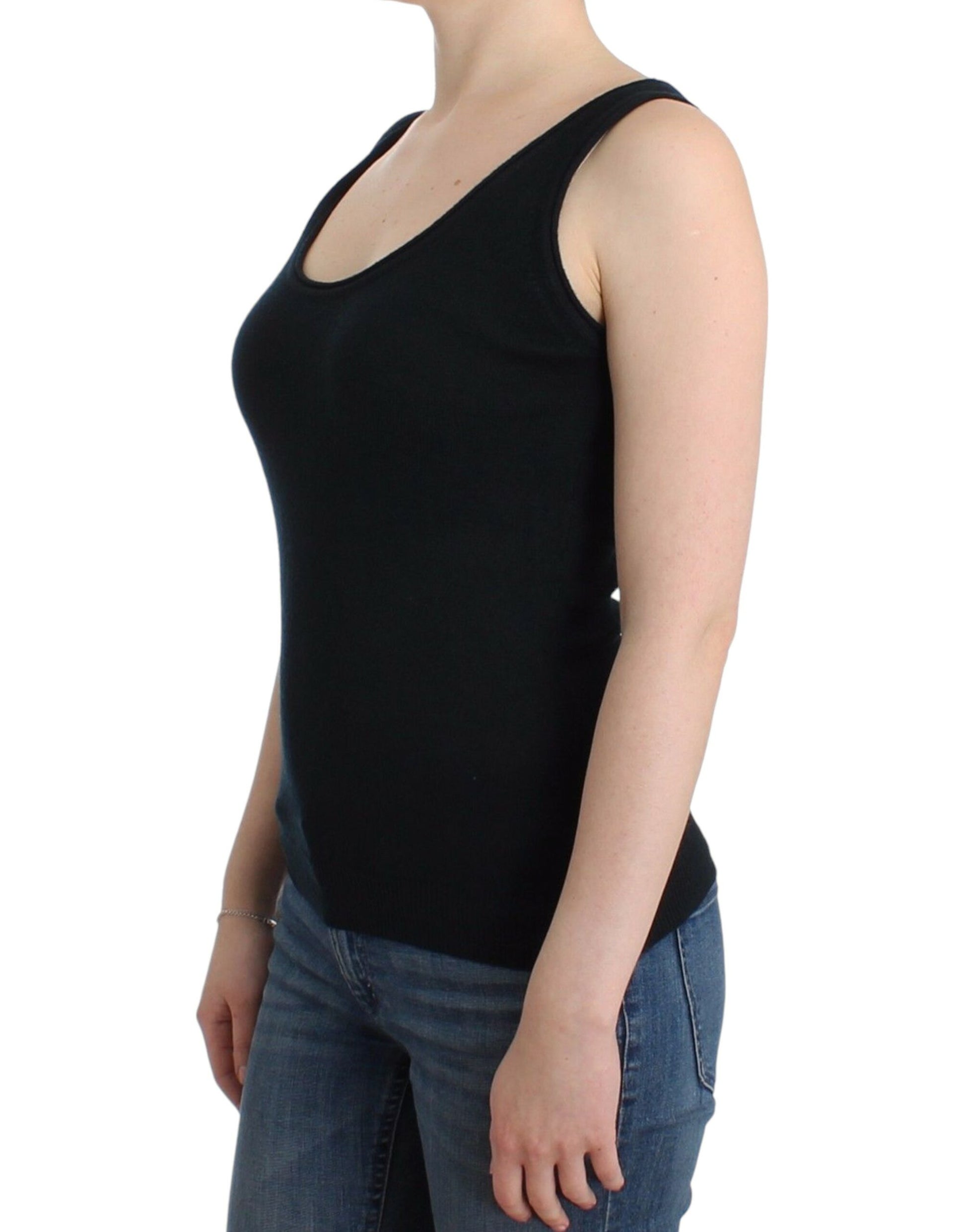 Elegant Black Cashmere Knit Top