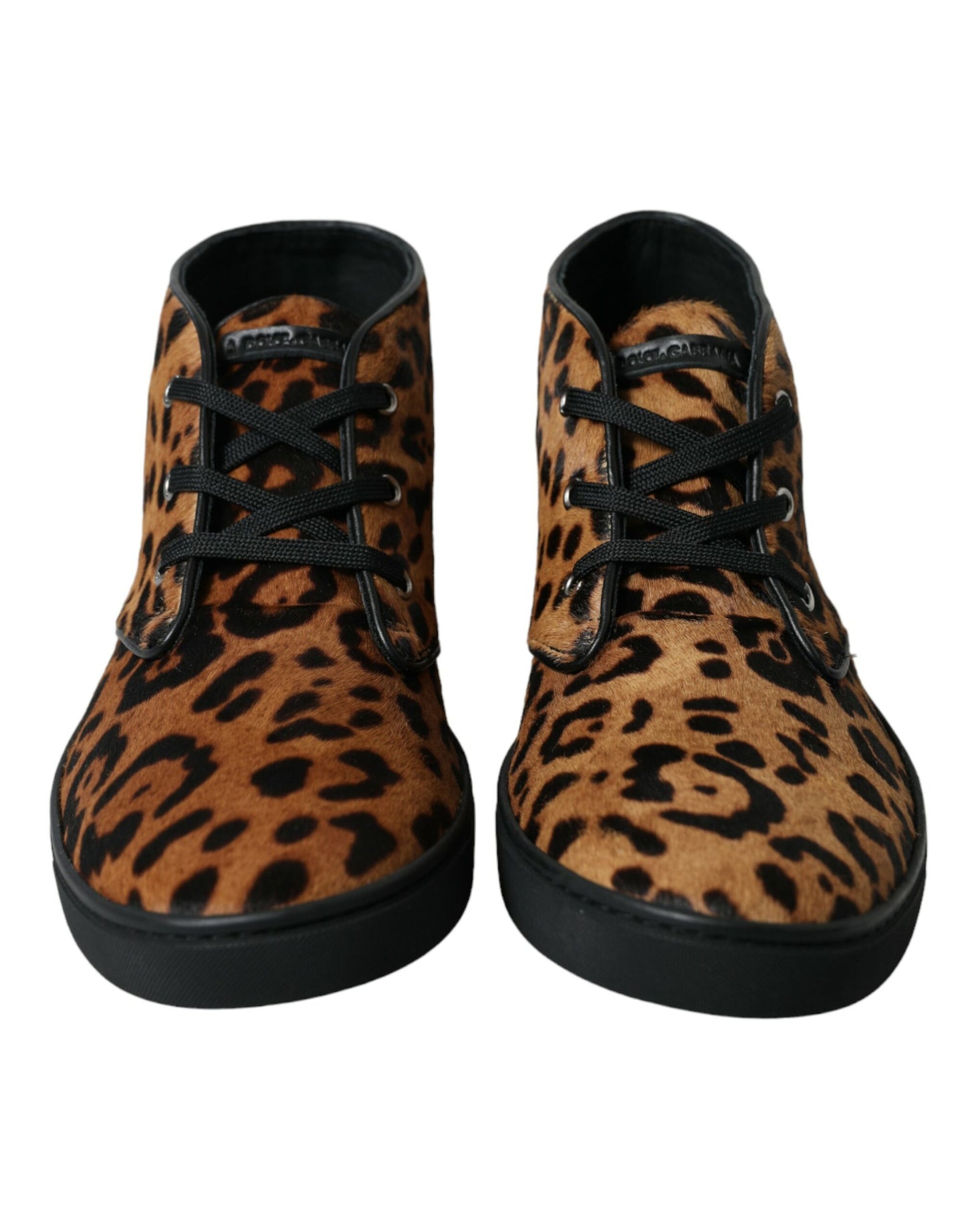 Elegant Leopard Print Mid-Top Sneakers