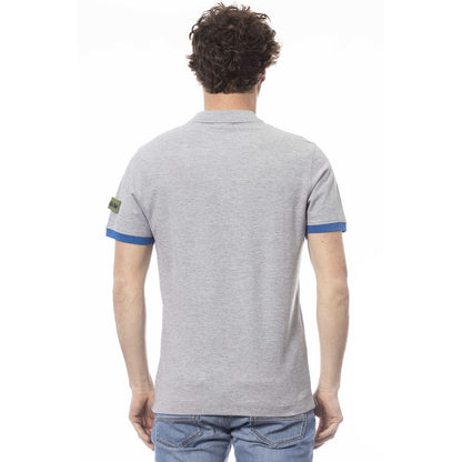 Gray Cotton Men Polo Shirt