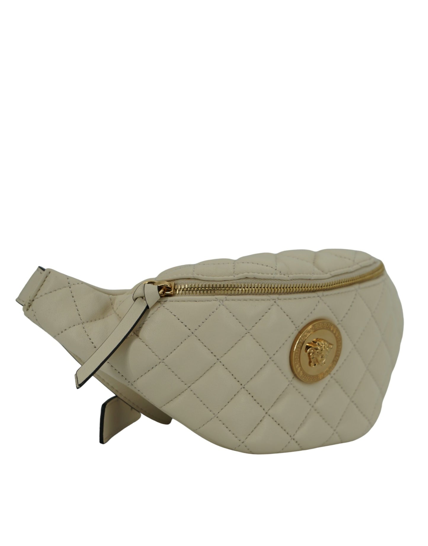 Elegant White Lamb Leather Belt Bag