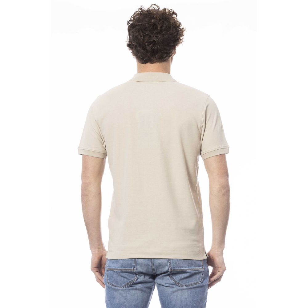 Beige Cotton Men Polo Shirt