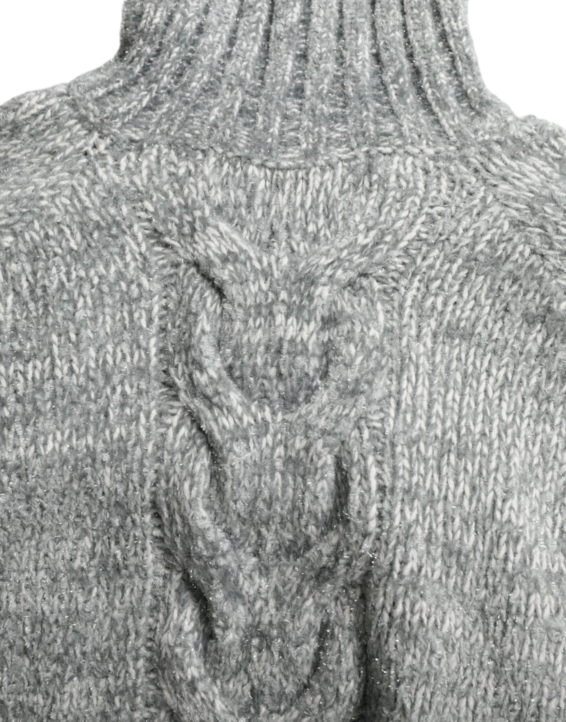 Elegant Gray Cashmere Blend Turtleneck Pullover