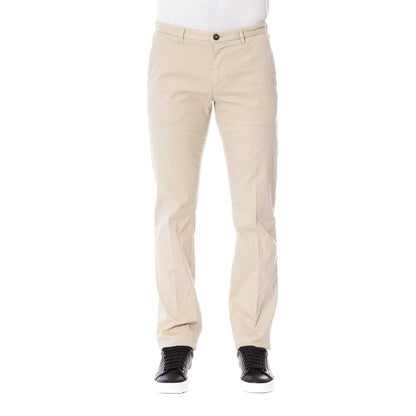 Beige Cotton Men's Trouser