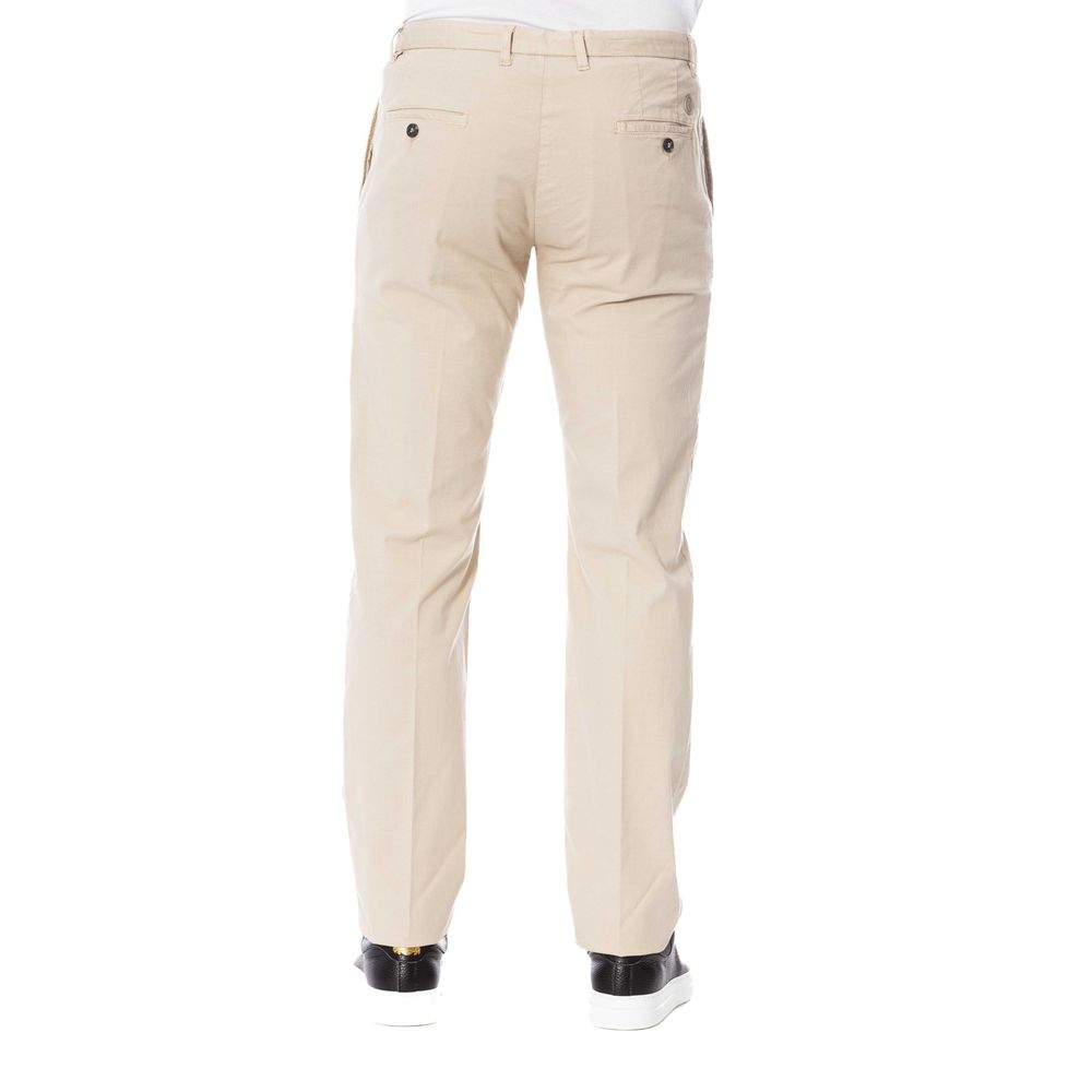 Beige Cotton Men's Trouser