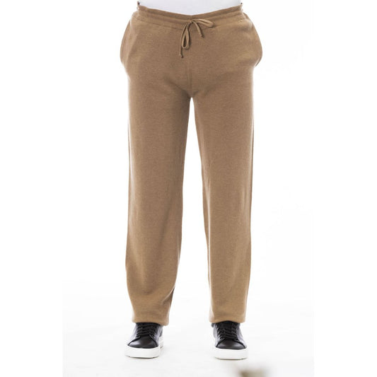 Beige Wool Men Pant