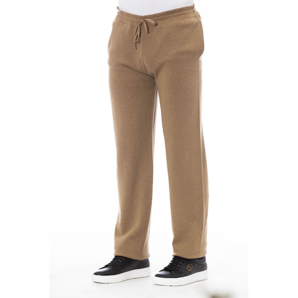 Beige Wool Men Pant