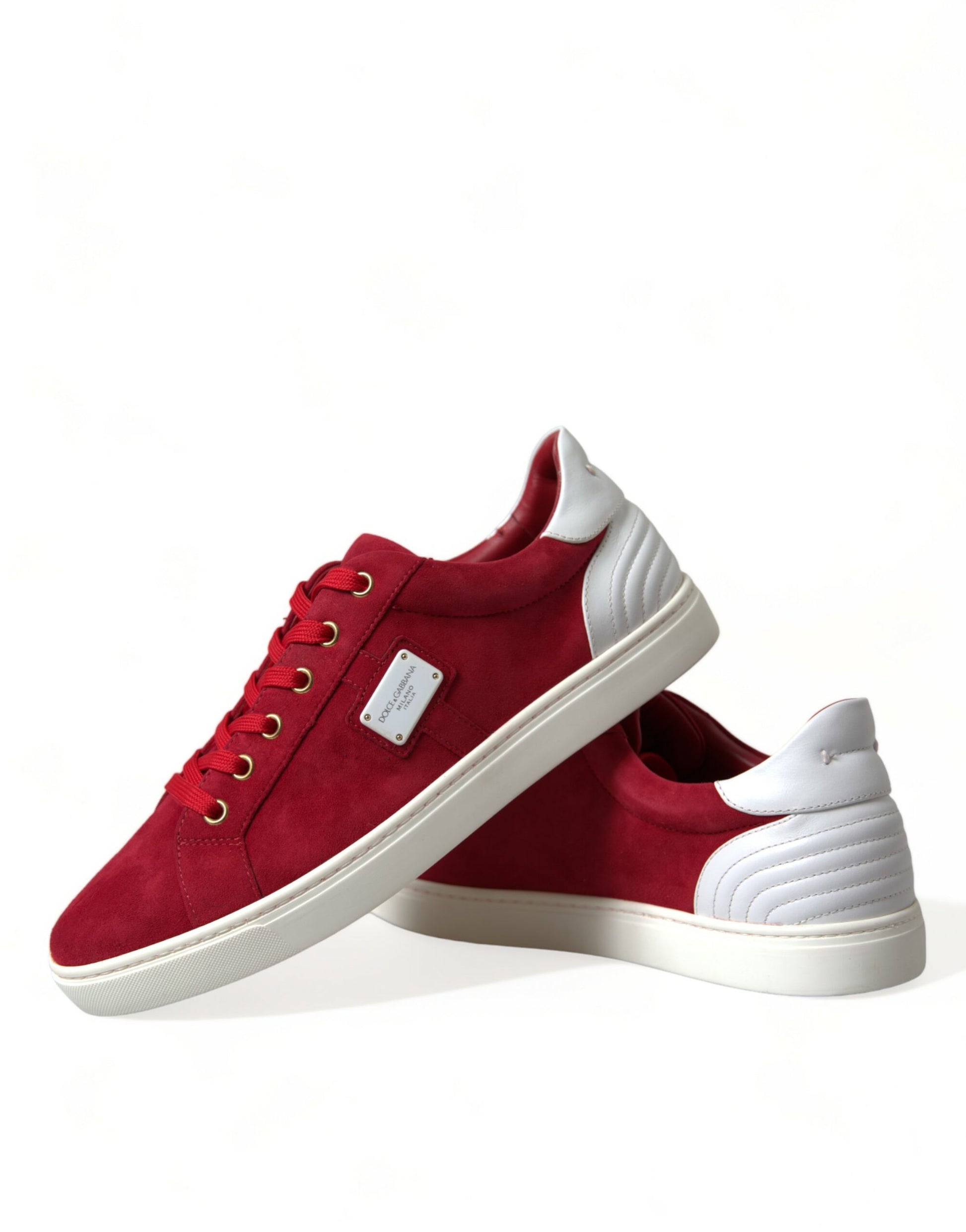 Elegant Red & White Leather Sneakers