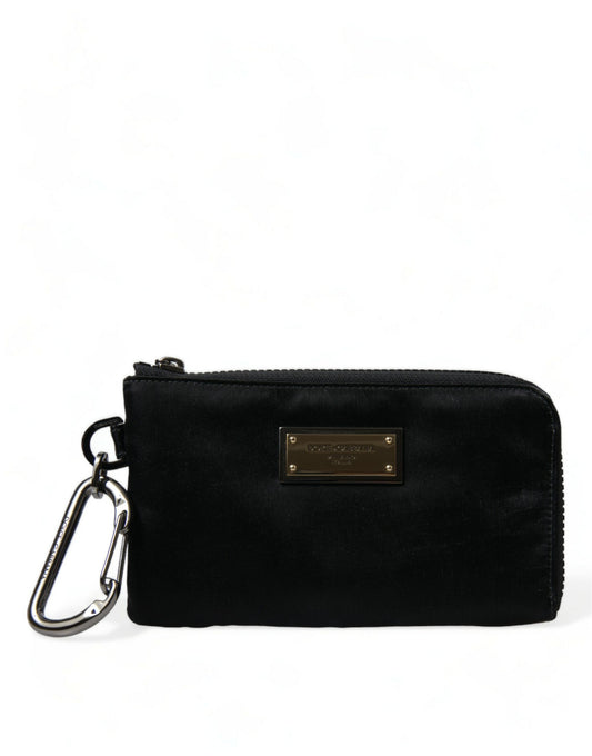 Elite Black Nylon & Leather Pouch with Logo Detail