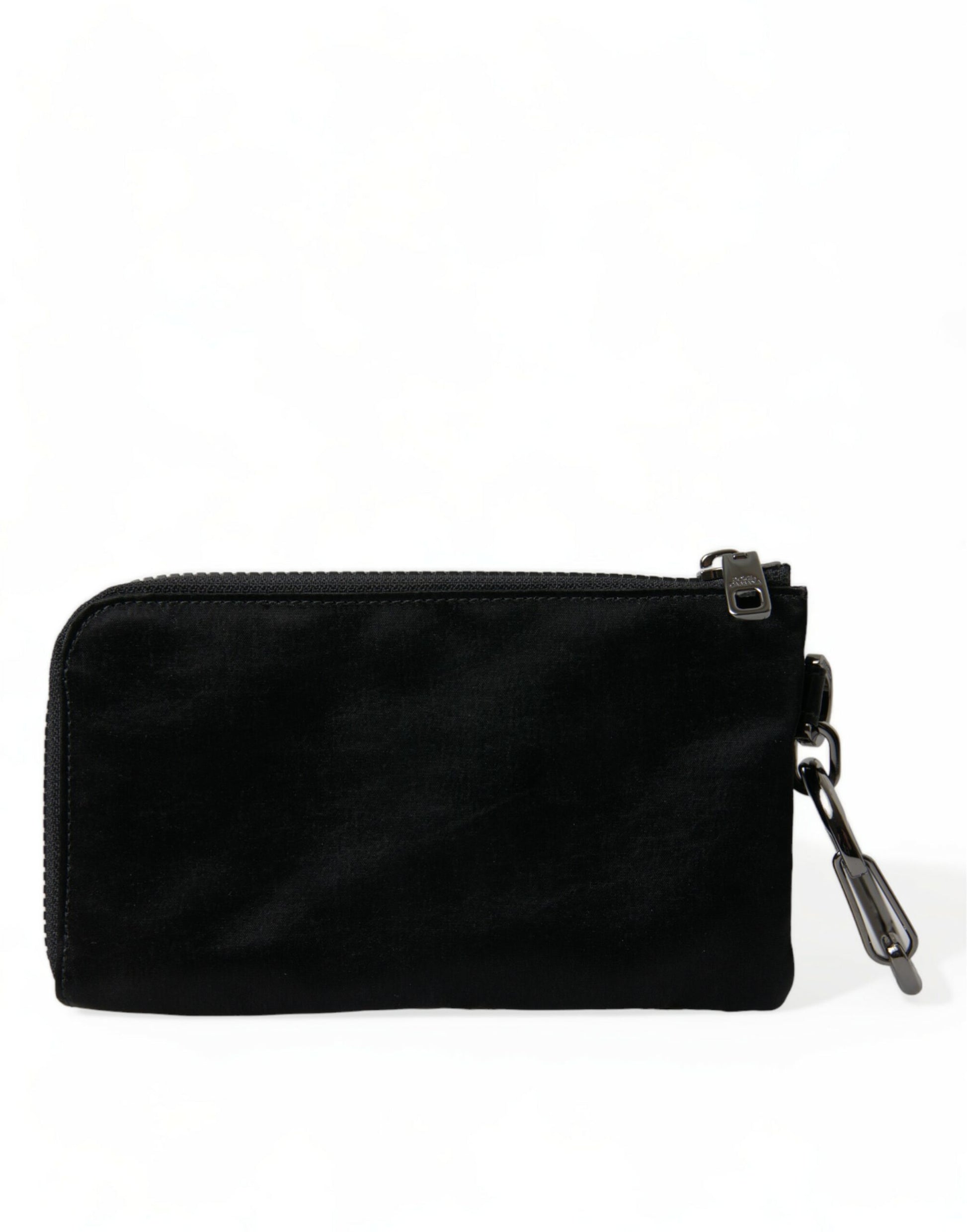 Elite Black Nylon & Leather Pouch with Logo Detail