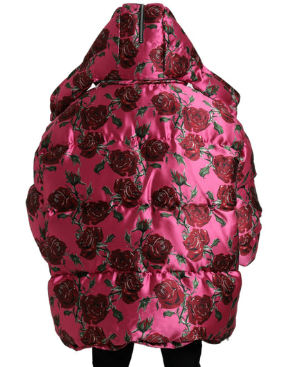 Elegant Rose Print Quilted Jacket