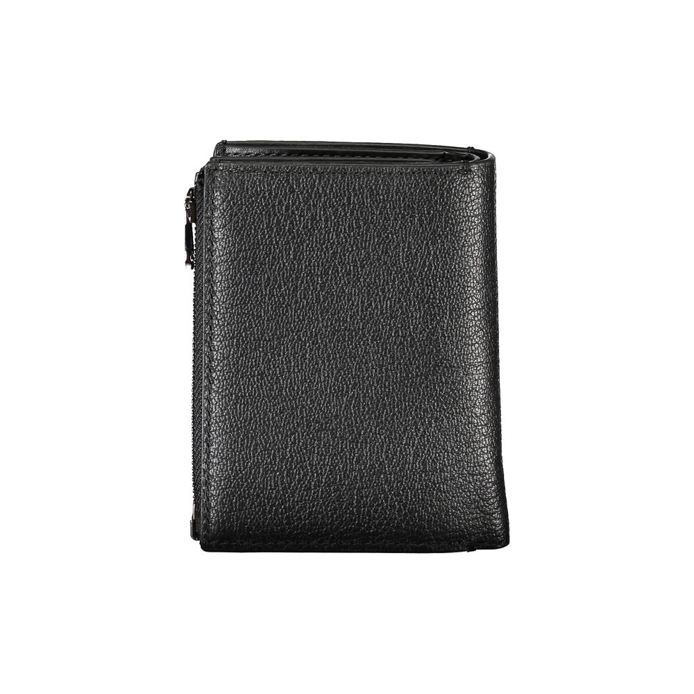 Sleek Black Leather Wallet with Coin Purse