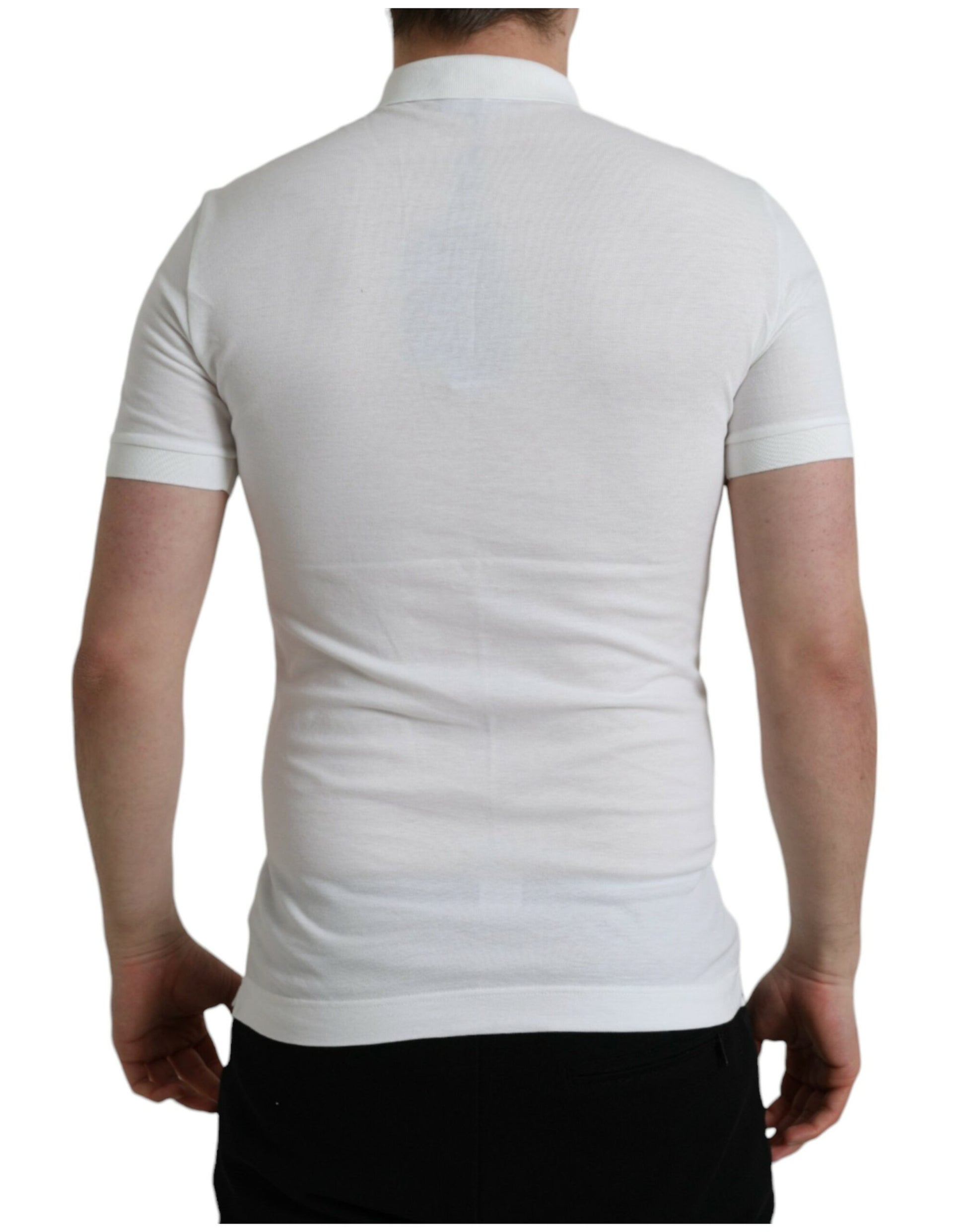 Crown Embroidered White Cotton Polo