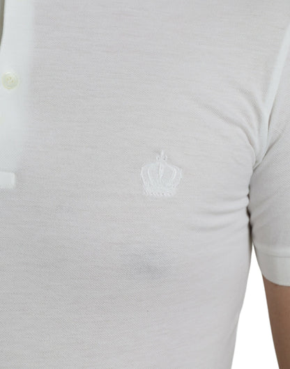 Crown Embroidered White Cotton Polo