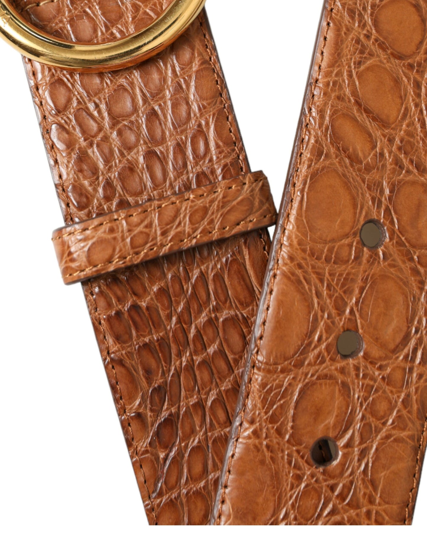 Elegant Exotic Leather Belt - Rich Brown