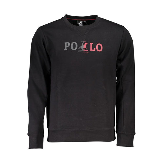 Chic Crew Neck Fleece Sweatshirt in Black