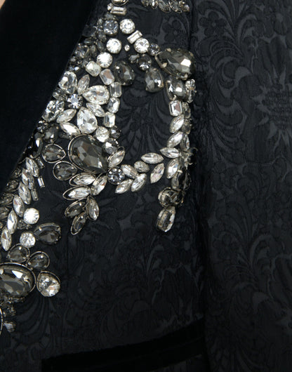 Elegant Embellished Black Overcoat Jacket