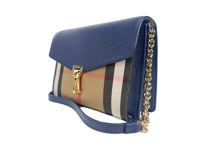 Macken Small Regency Blue House Check Leather Crossbody Bag