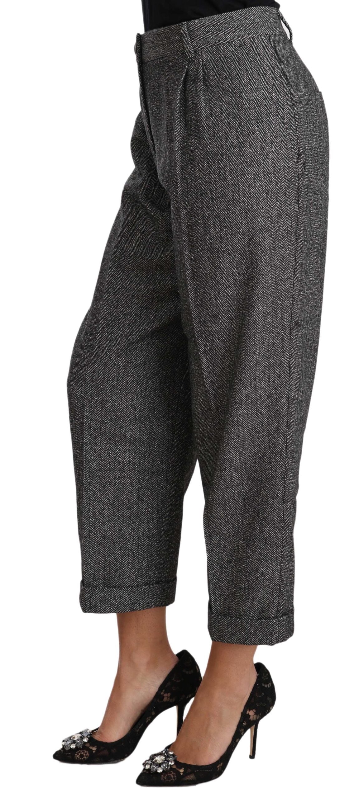 Elegant Gray Wool-Blend Trousers