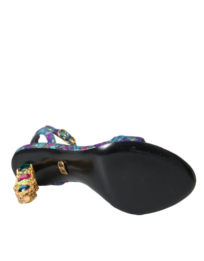 Multicolor Jacquard Crystals Sandals Shoes