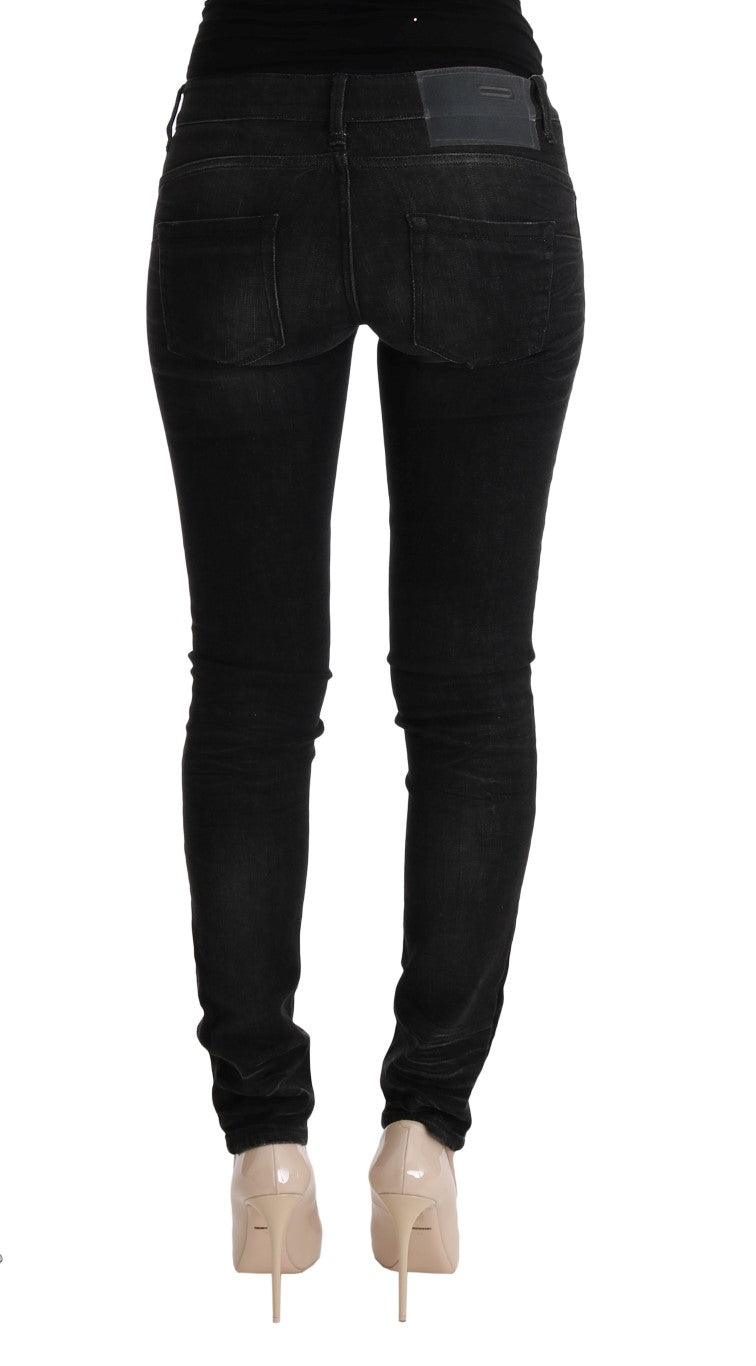 Chic Slim Fit Black Cotton Jeans