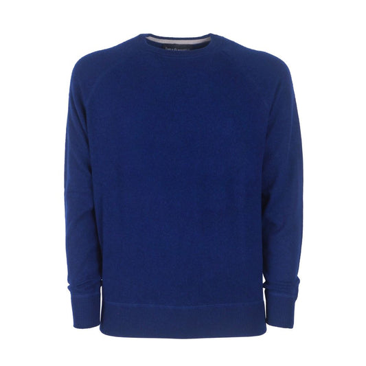 Navy Blue Cashmere Crew Neck Sweater - Slim Fit