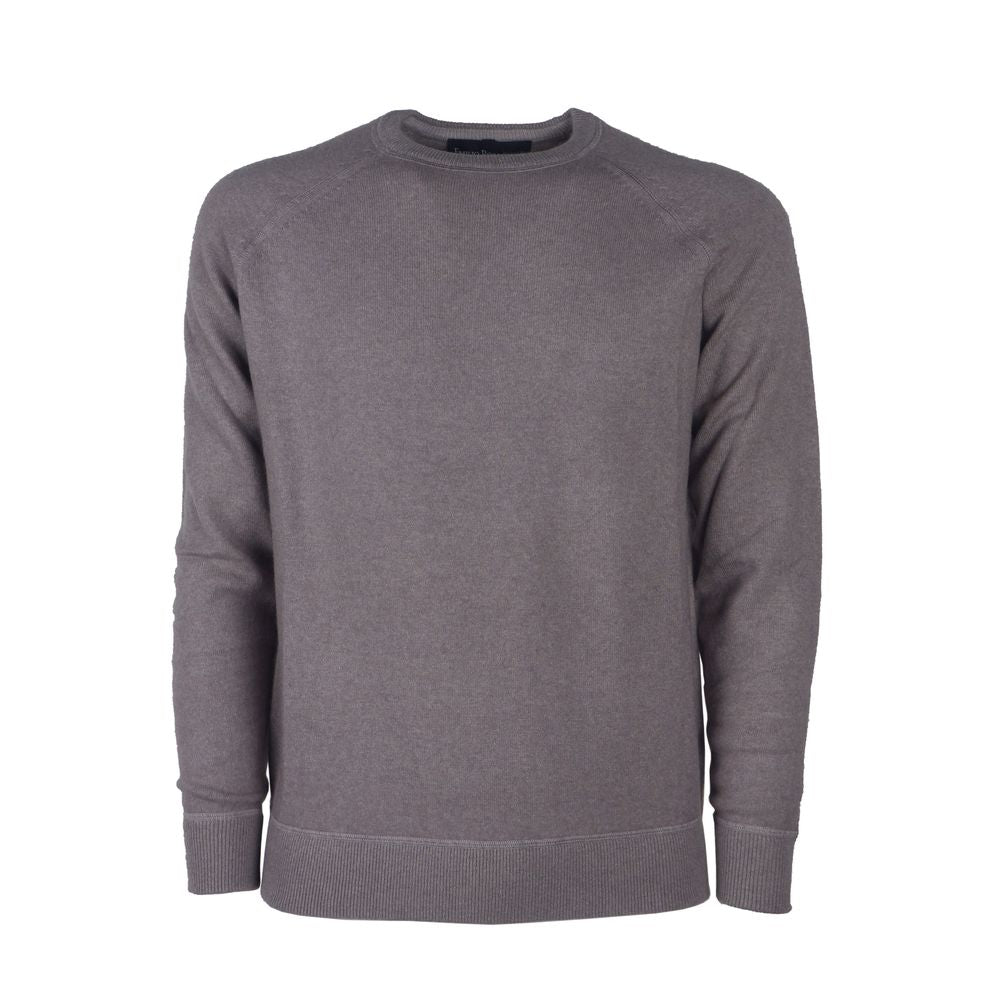 Elegant Gray Cashmere Crew Neck Sweater