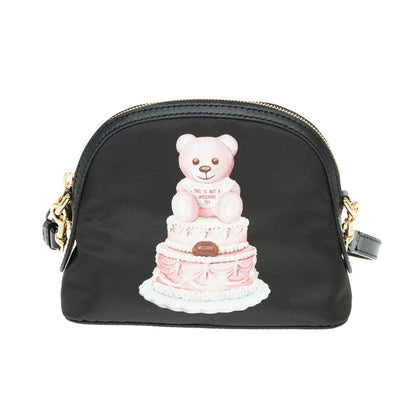 Chic Teddy Bear Print Clutch with Calfskin Strap