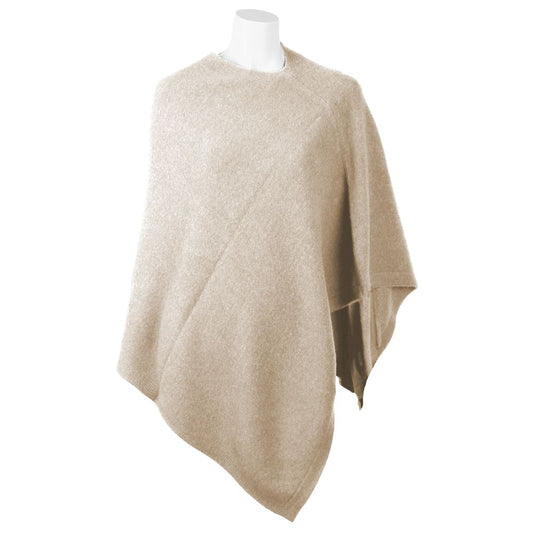 Chic V-Neck Cashmere Poncho in Beige