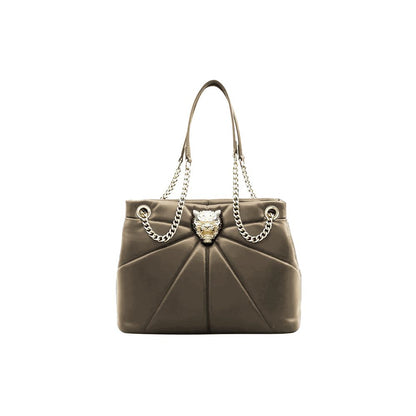 Elegant Faux Leather Gold-Chain Tote