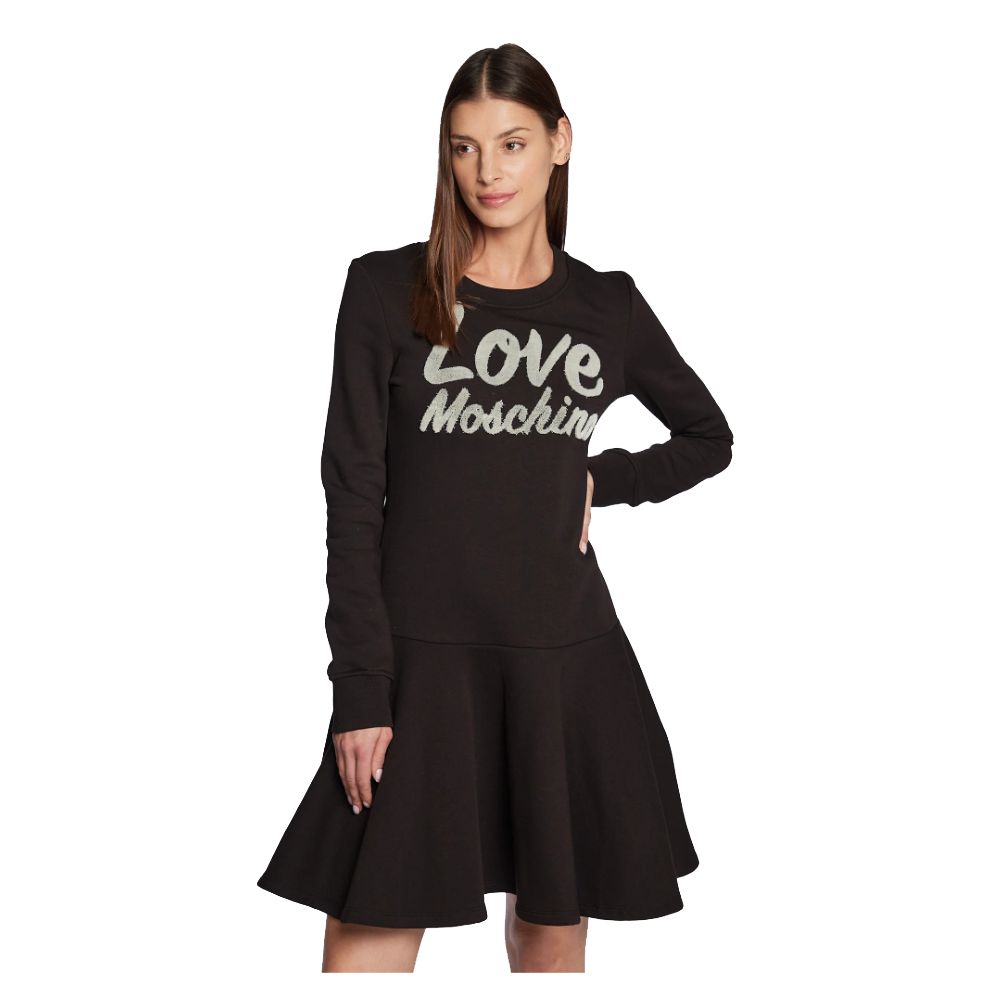 Chic Embossed Logo Cotton Blend Dress