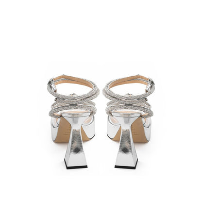 Elegant Silver Leather Platforms