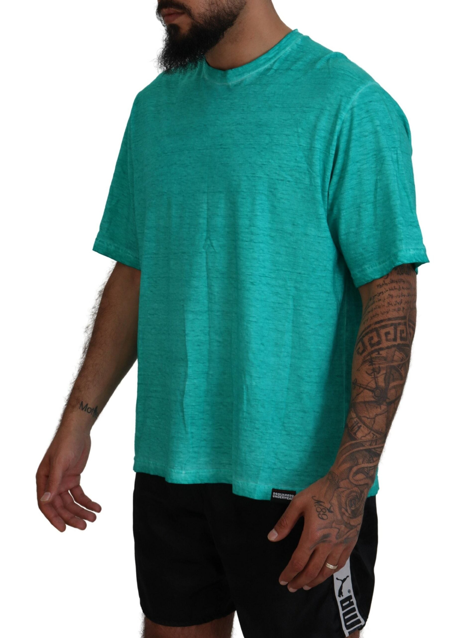 Light Green Cotton Linen Short Sleeves T-shirt