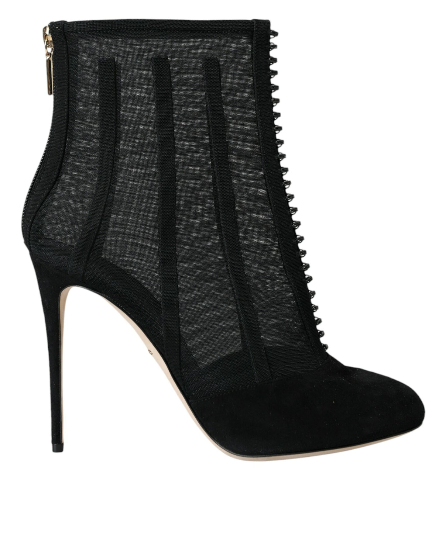 Black Mesh Stiletto Heels Ankle Boots Shoes