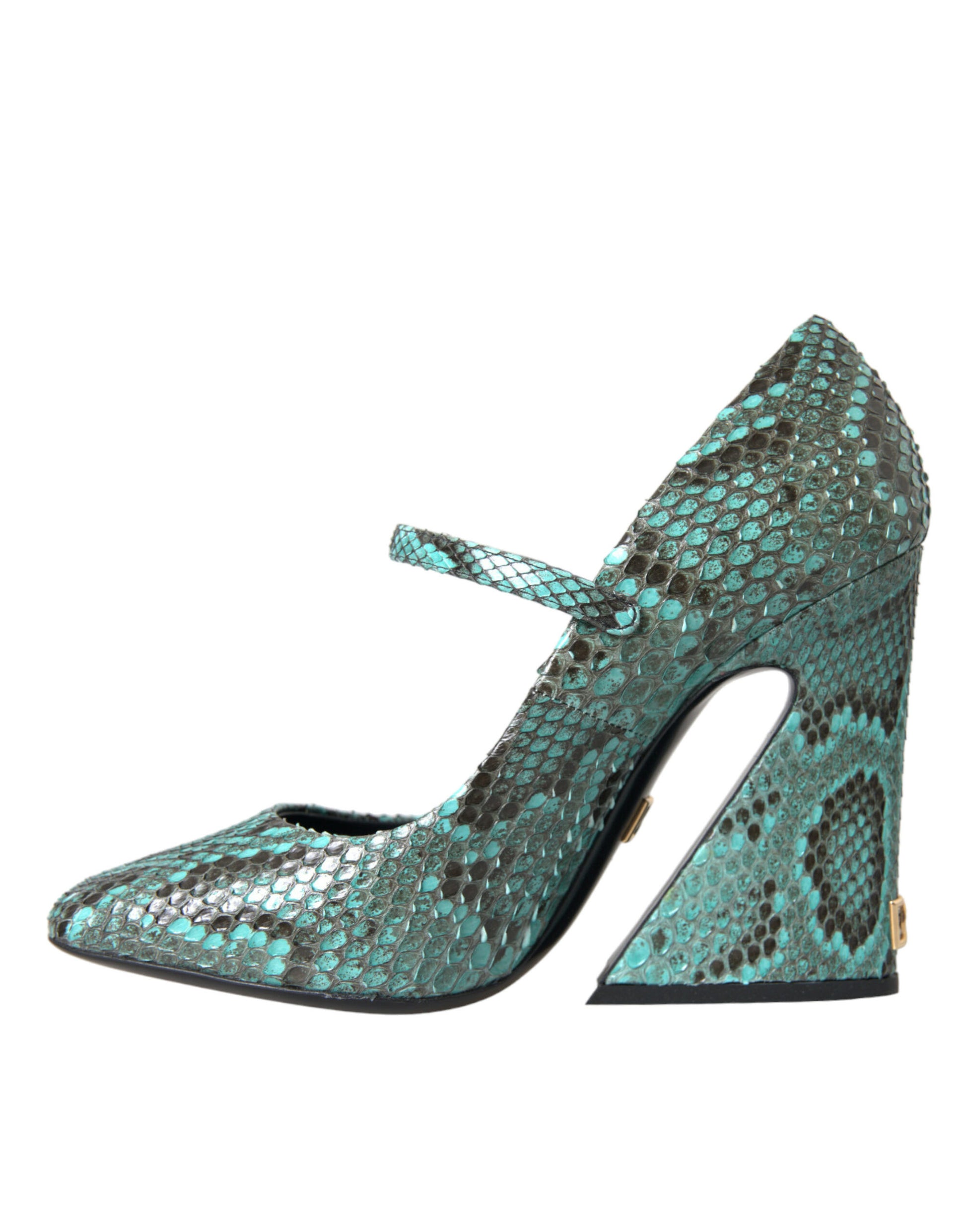 Aqua Python Leather Mary Jane Pumps Shoes