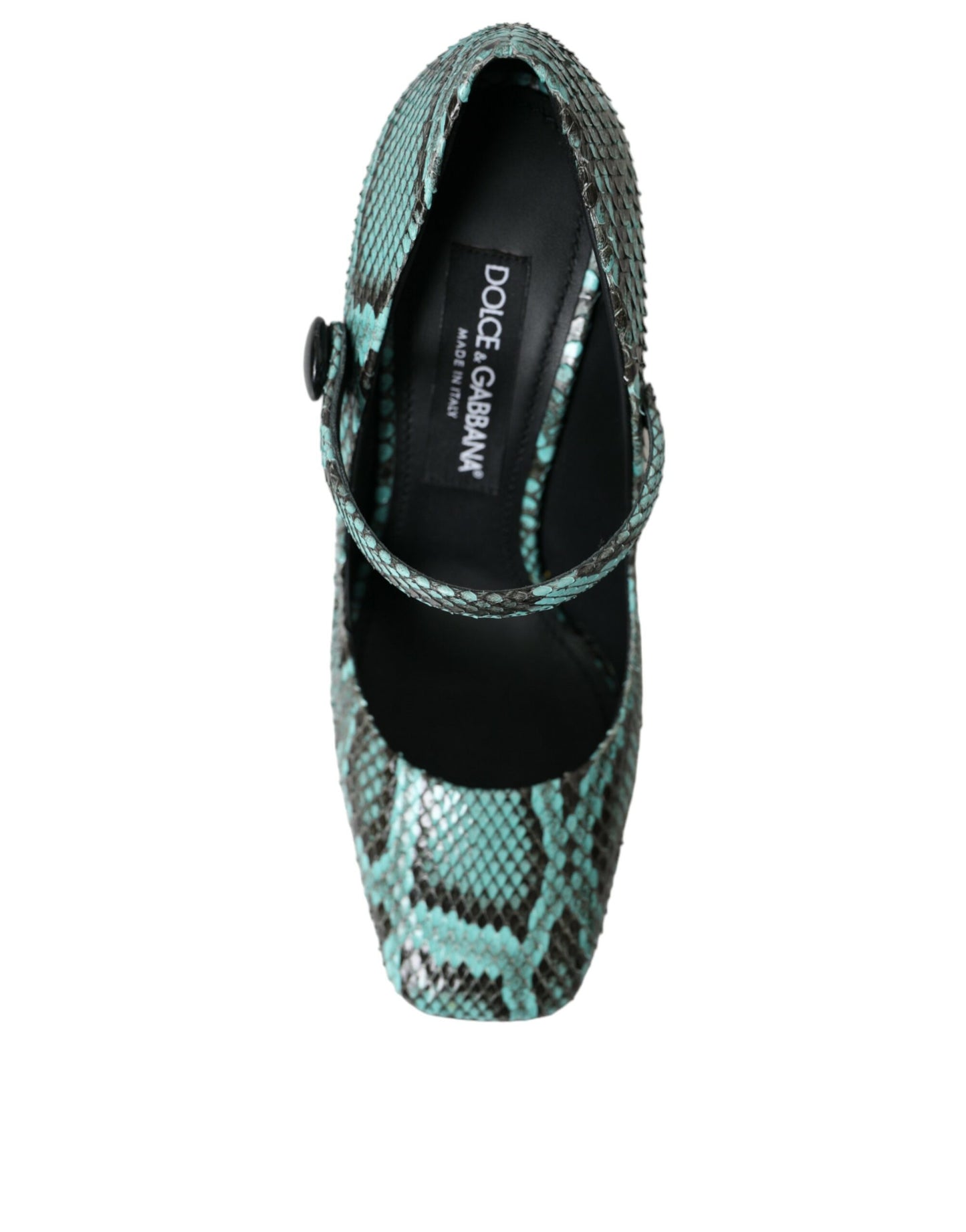 Aqua Python Leather Mary Jane Pumps Shoes