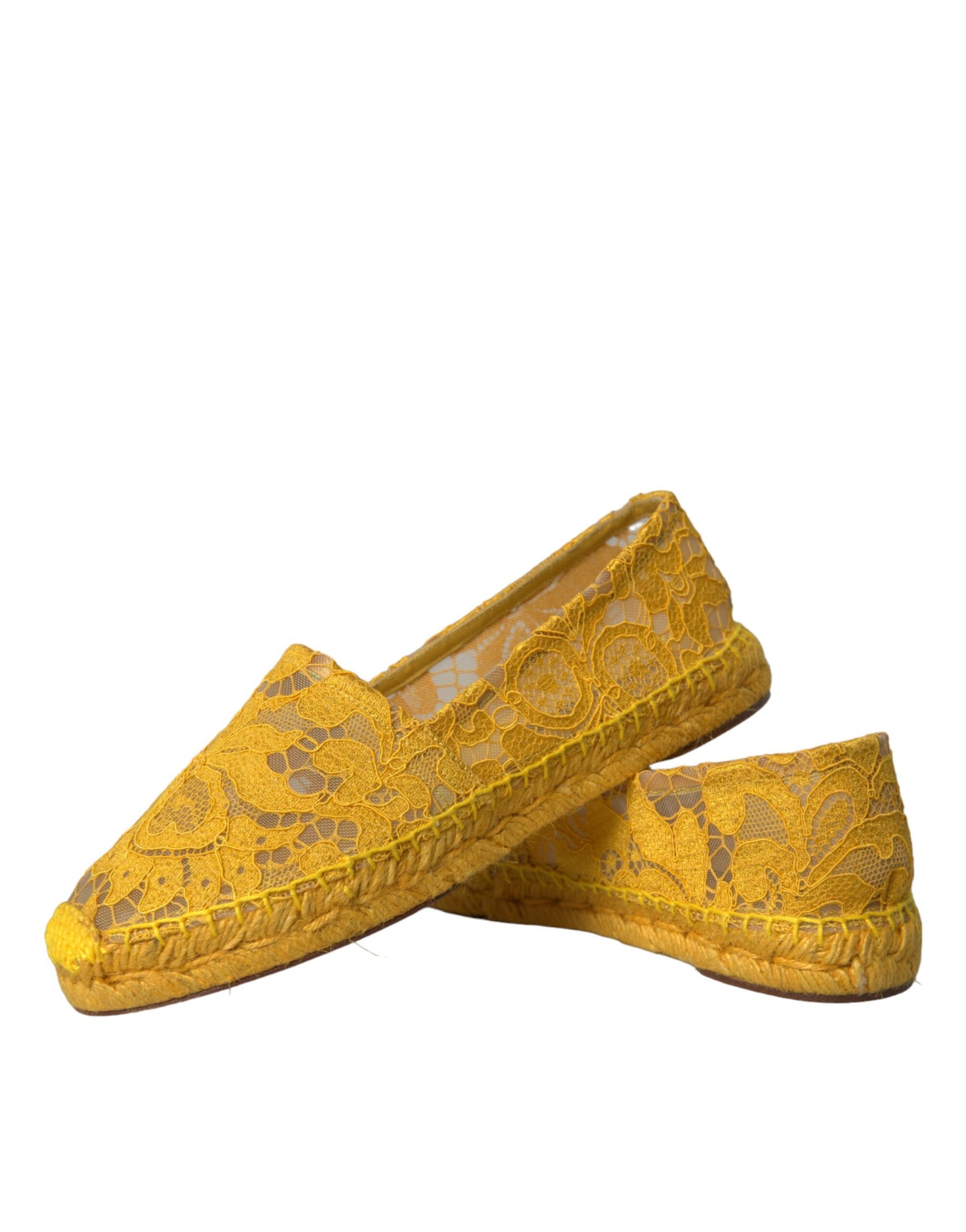 Yellow Taormina Lace Espadrille Loafers Flats Shoes