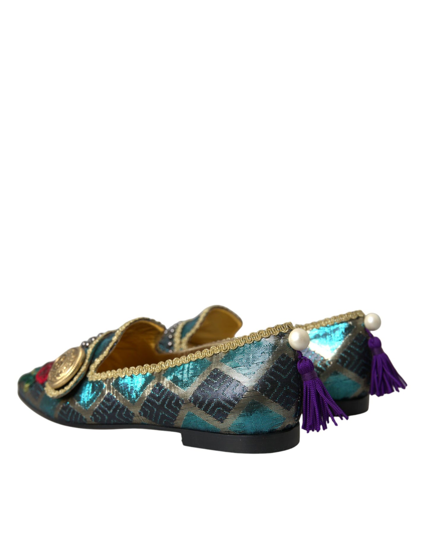 Multicolor Jacquard Embellished Loafers Shoes