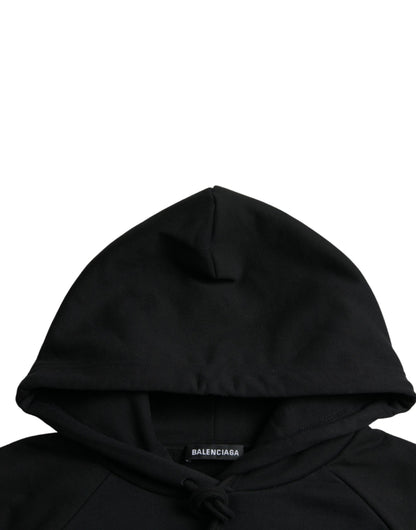 Black Cotton Logo Hooded Pullover Sweatshirt Sweater