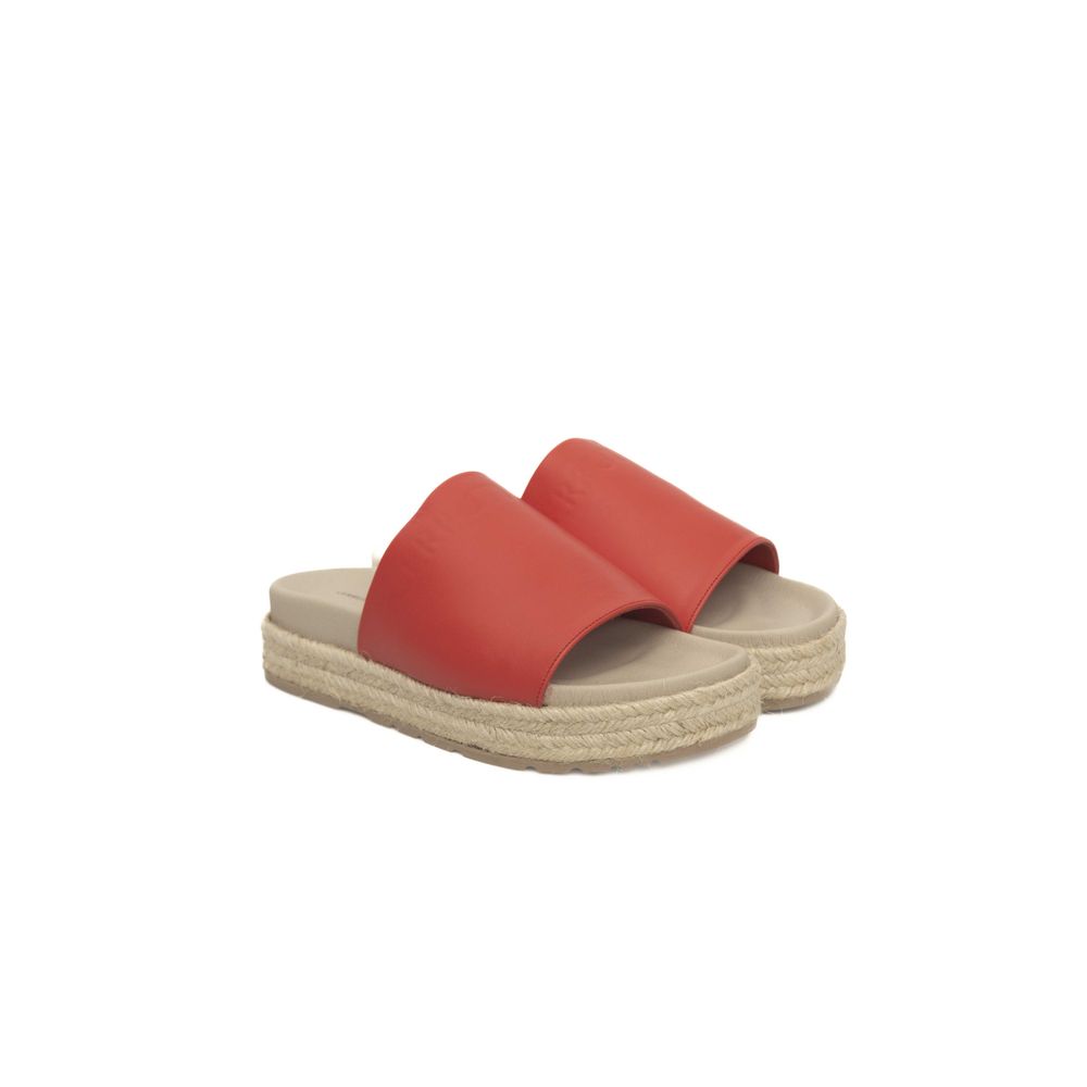 Red Calf Leather Women Sandal