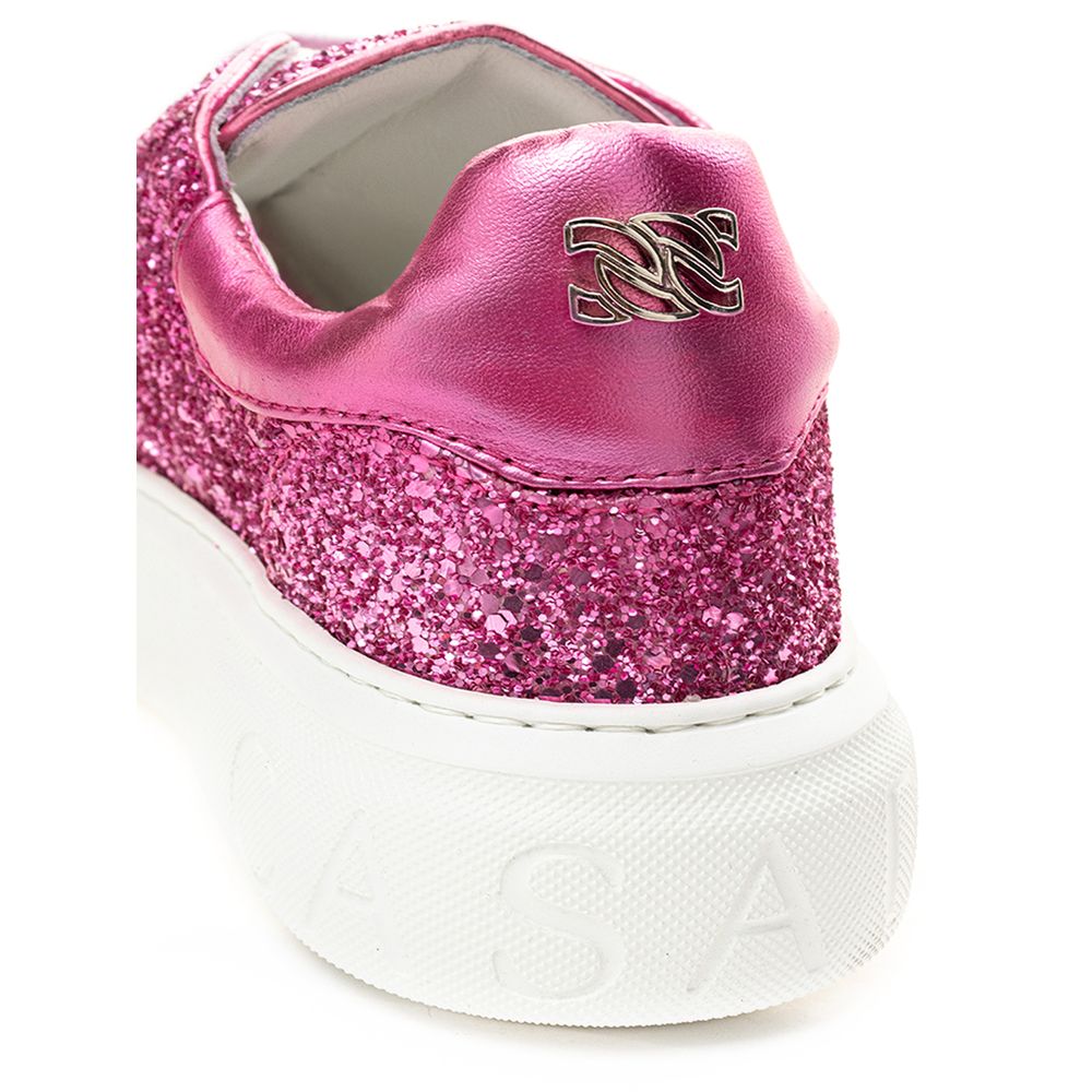 Fuchsia Elegance Leather Sneakers