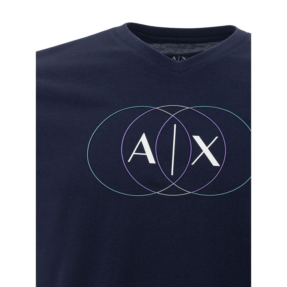 Sleek Blue Cotton Tee for Men