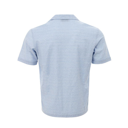 Elegant Light Blue Linen-Cotton Men's Shirt